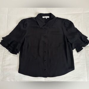Frame Denim Ruffle Sleeve Blouse Size XS NWOT